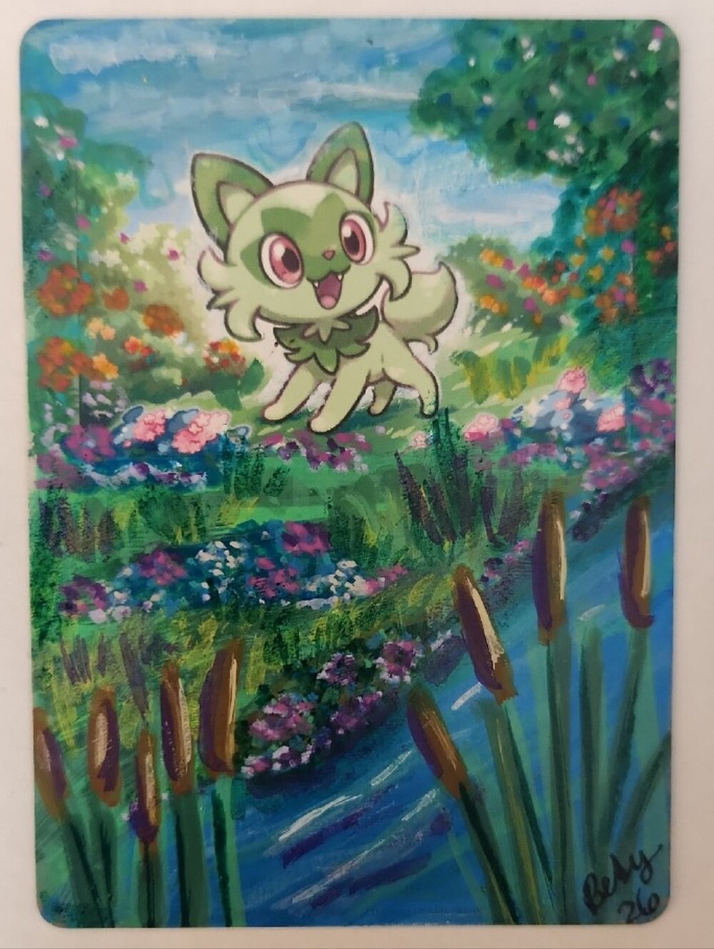 Pokemon Sprigatito Alter Hand Painted Custom Card Piece